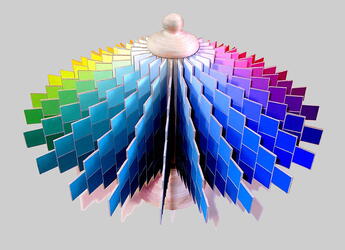 Colour model (double cone) according to Wilhelm Ostwald with 680 patterns